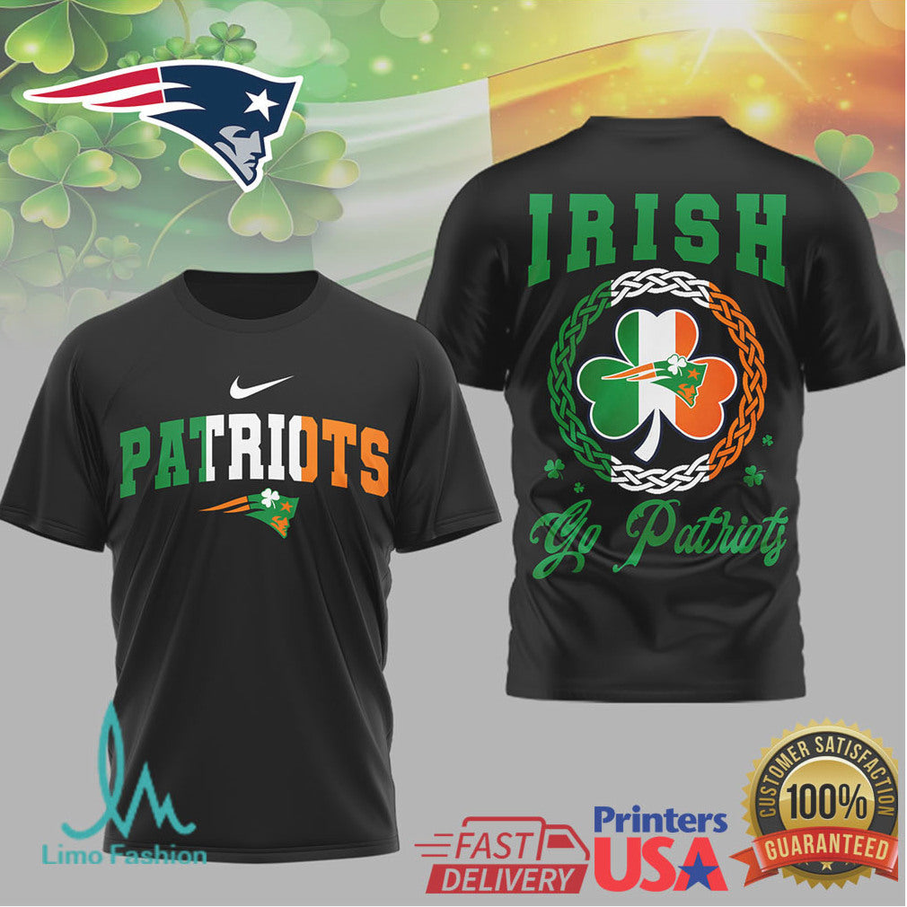 New England Patriots Irish St. Patrick's Day Celtic Clover T Shirt - Limotees LLC