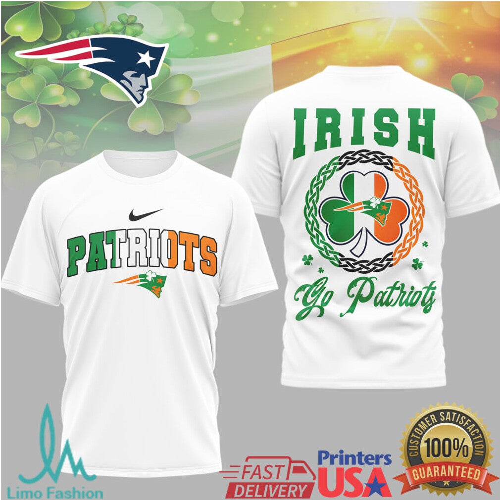 New England Patriots Irish St. Patrick's Day Celtic Clover T Shirt - Limotees LLC