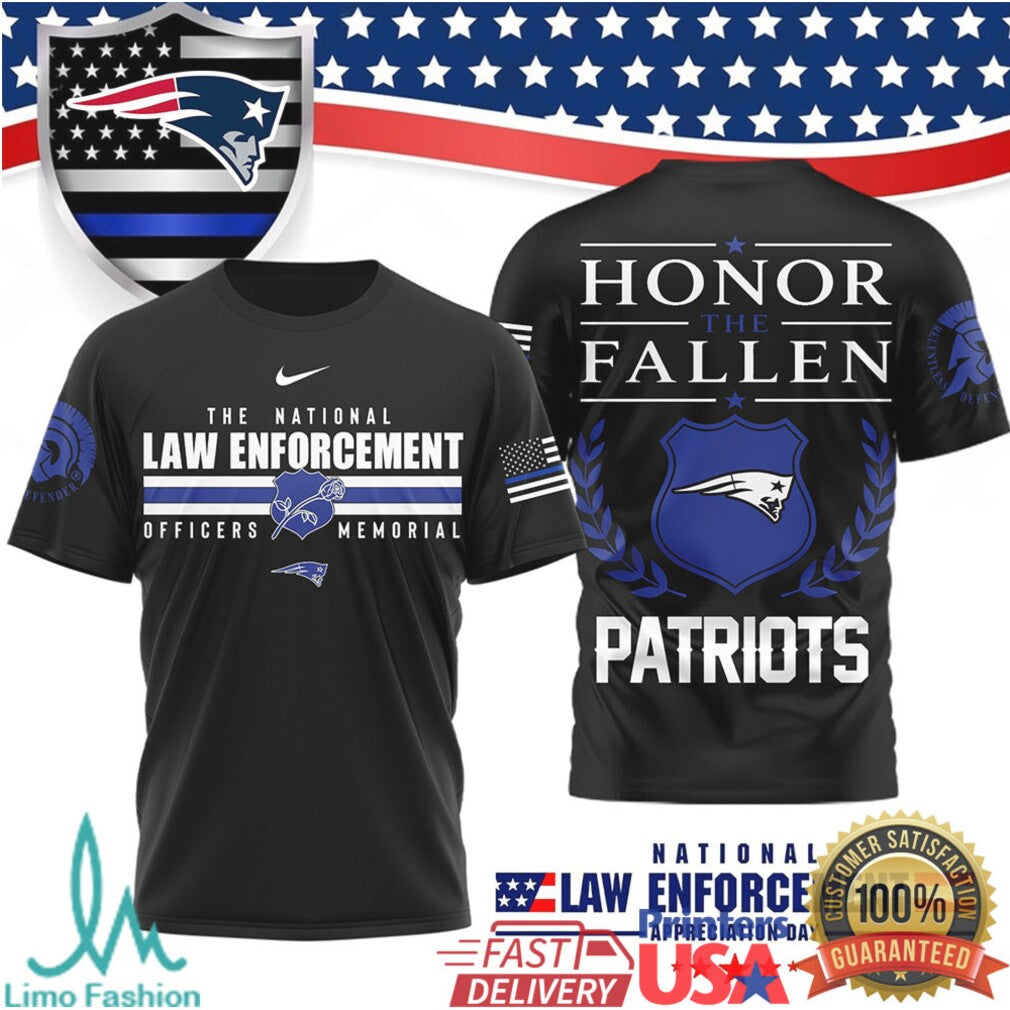 New England Patriots Law Enforcement Memorial Honor the Fallen T Shirt - Limotees LLC