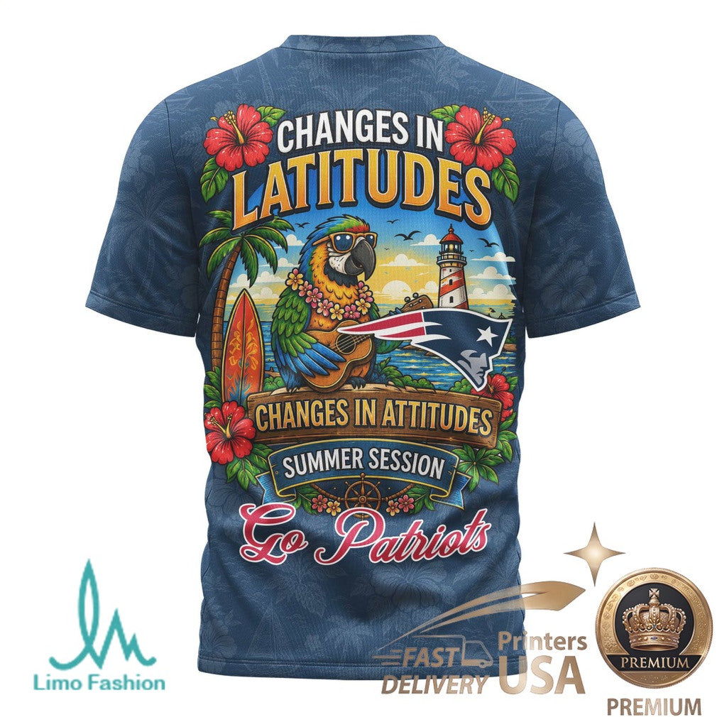 New England Patriots Margaritaville Tropical Parrot Summer T Shirt - Limotees LLC