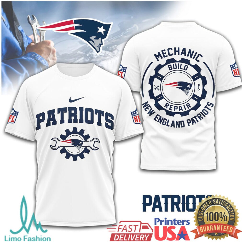 New England Patriots Mechanic Build Repair Nfl Work Shirt - Limotees LLC