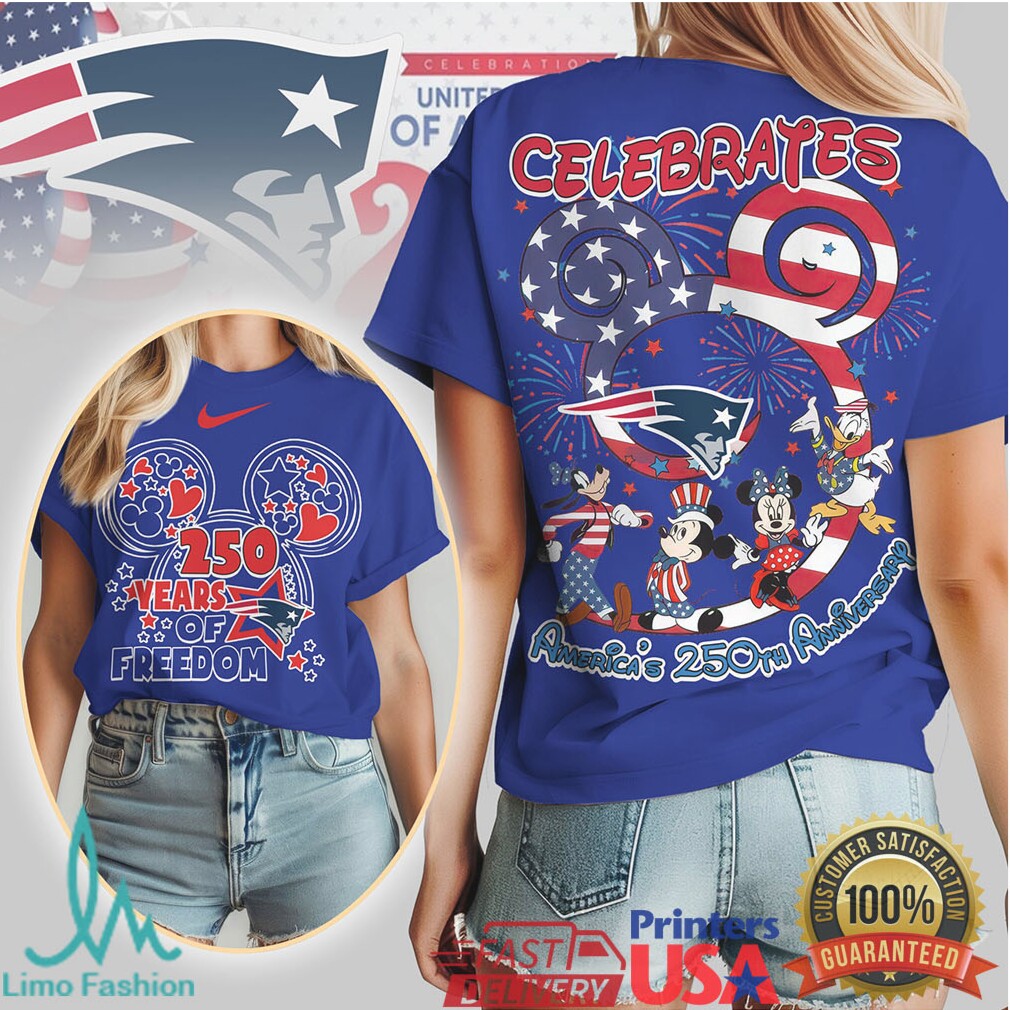 New England Patriots Mickey & Friends America's 250th Anniversary T Shirt - Limotees LLC