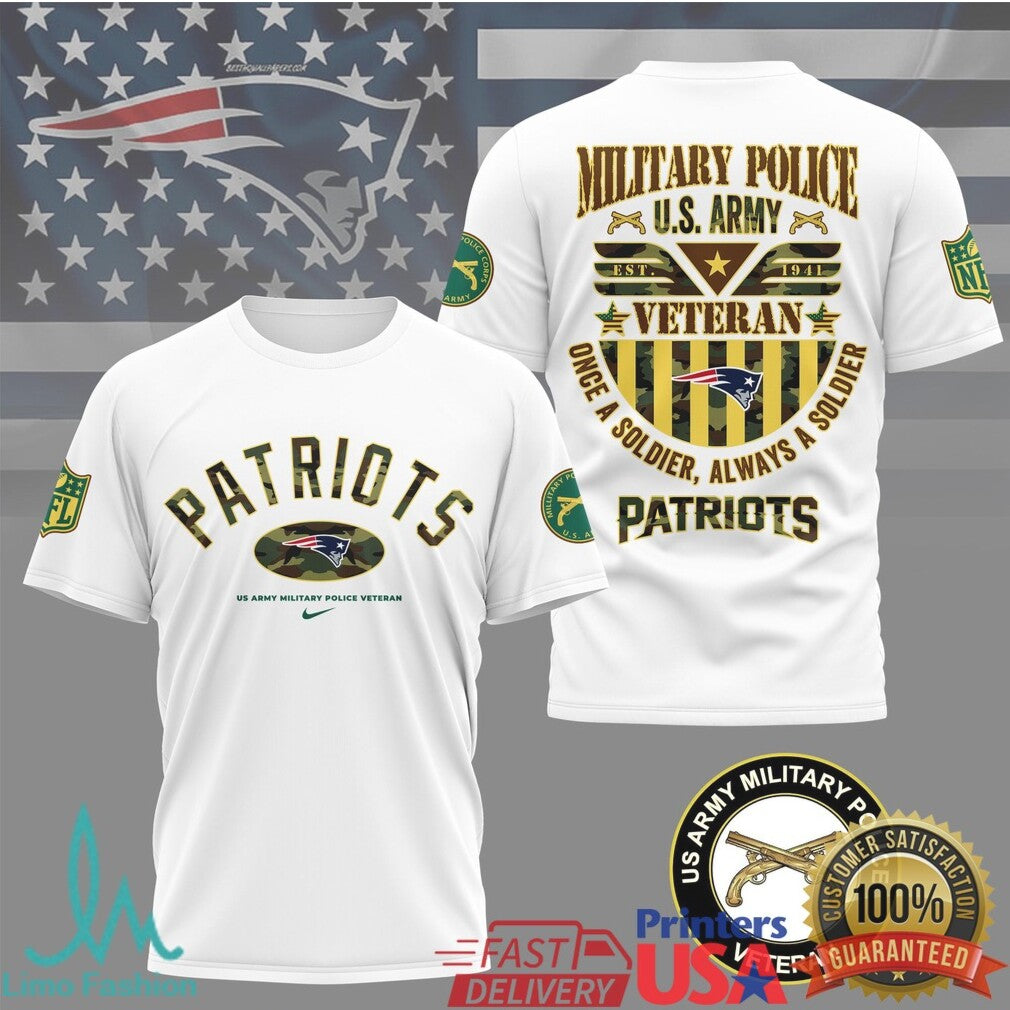New England Patriots Military Police U.S. Army Veteran T Shirt Military Appreciation T Shirt - Limotees LLC