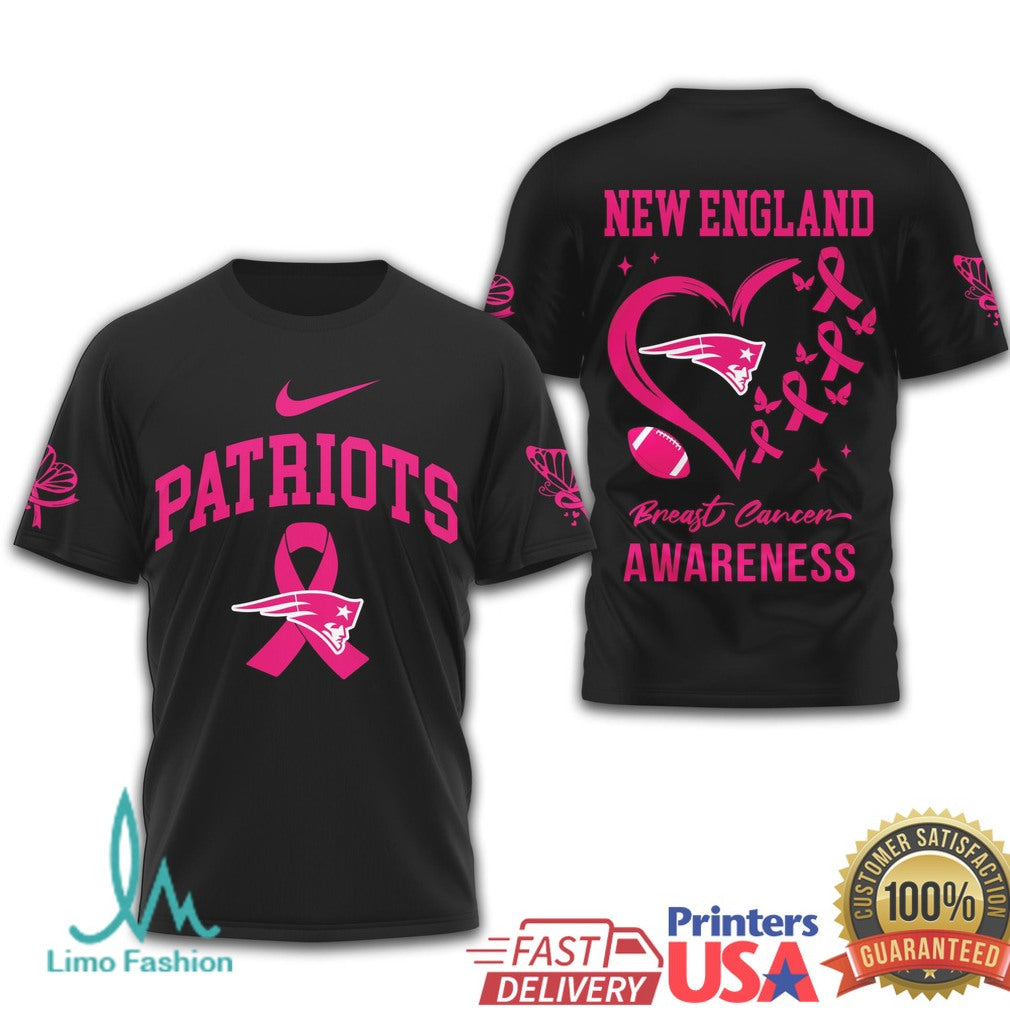 New England Patriots Nike Breast Cancer Awareness Football Heart T Shirt - Limotees LLC