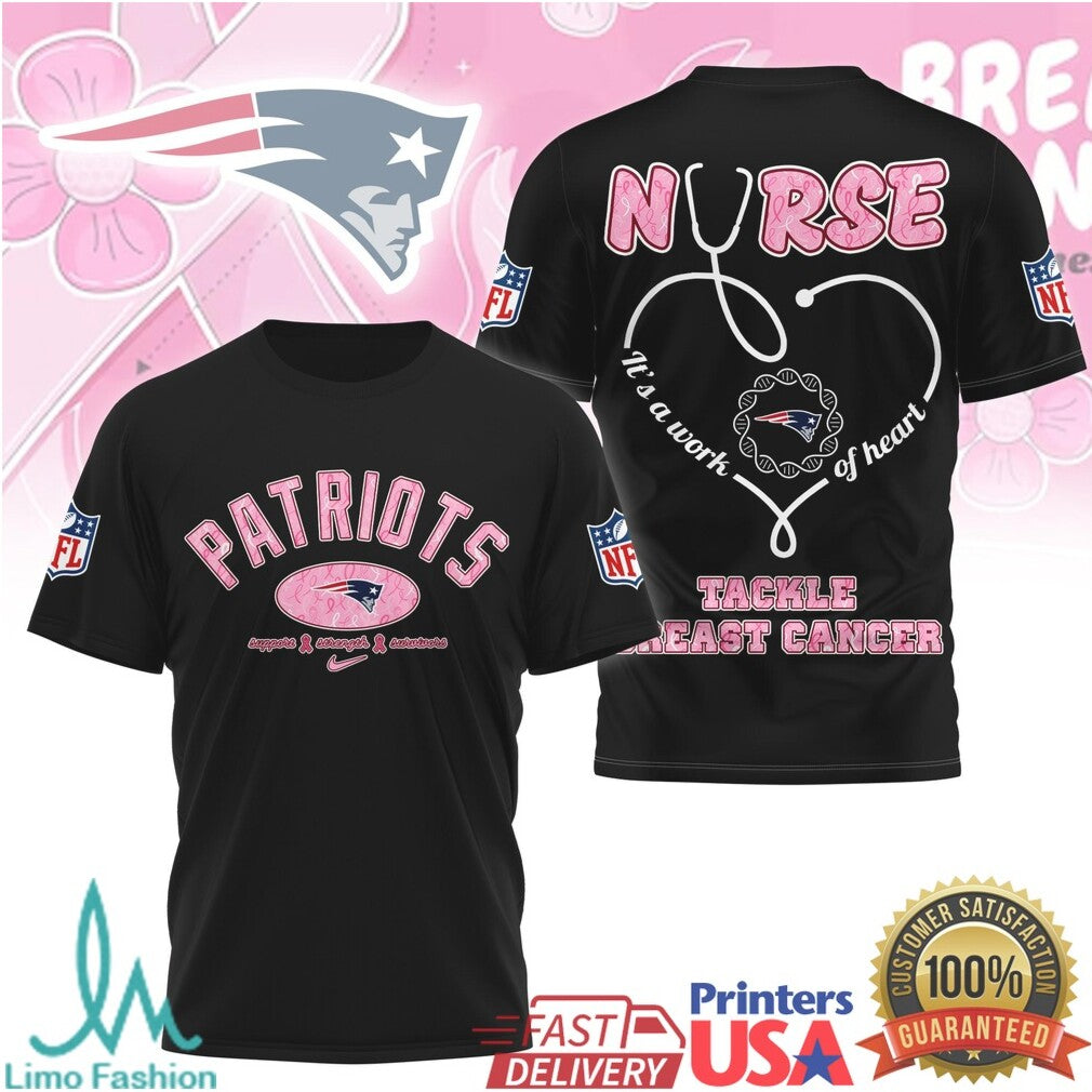 New England Patriots Nurse Breast Cancer Awareness Tackle Pink T Shirt - Limotees LLC