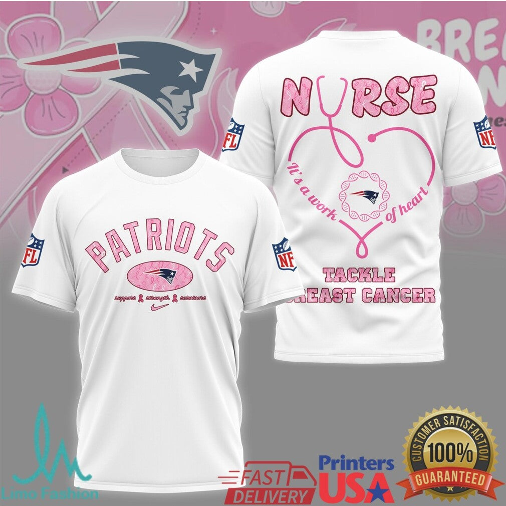 New England Patriots Nurse Breast Cancer Awareness Tackle Pink T Shirt - Limotees LLC