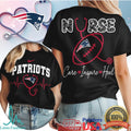 New England Patriots Nurse T Shirt Care Inspire Heal Heartbeat Football Fan - Limotees LLC
