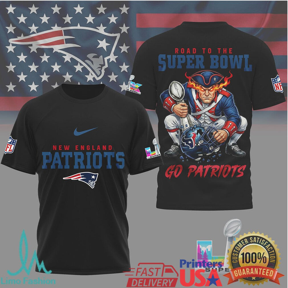 New England Patriots Official Bad Bunny NFL Road To Super Bowl 3D Shirt