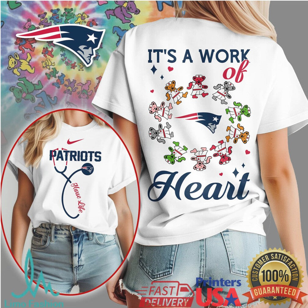 New England Patriots Official NFL Grateful Dead Nurse 3D Shirt - Limotees LLC