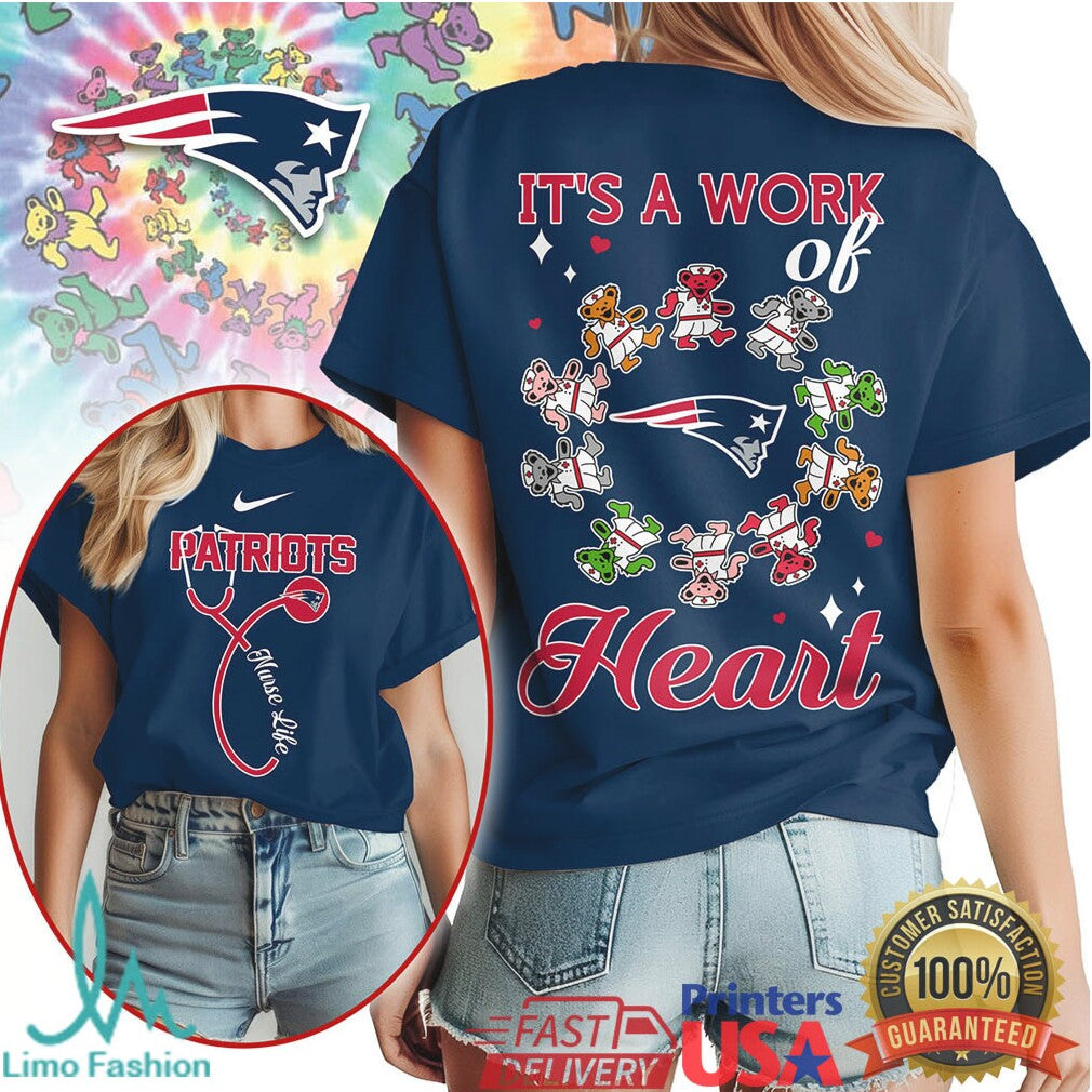 New England Patriots Official NFL Grateful Dead Nurse 3D Shirt - Limotees LLC