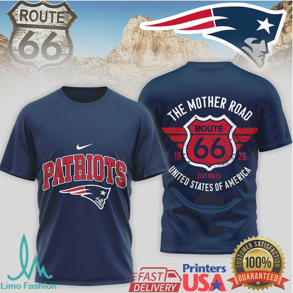 New England Patriots Official NFL Route 66 3D Shirt - Limotees LLC