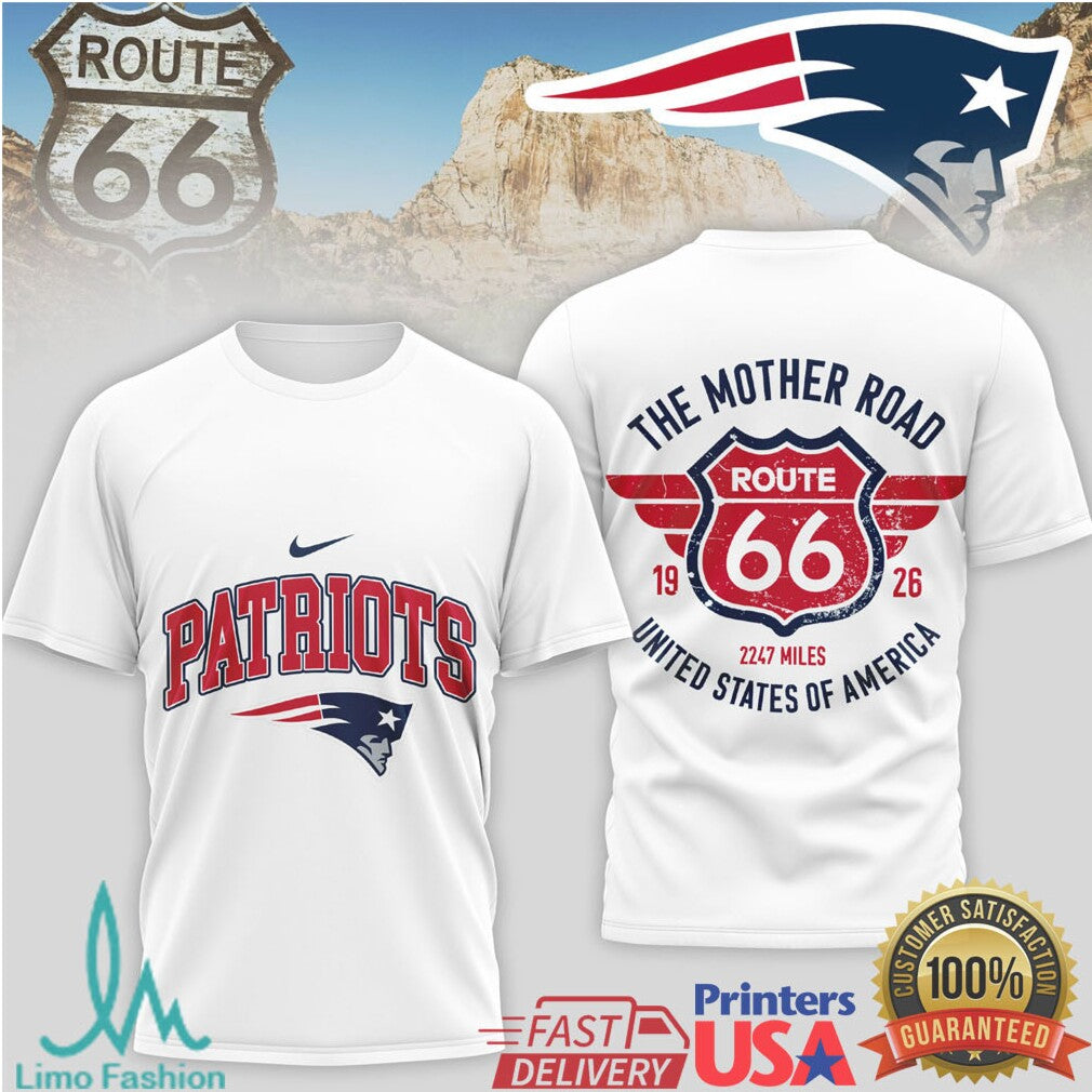 New England Patriots Official NFL Route 66 3D Shirt - Limotees LLC