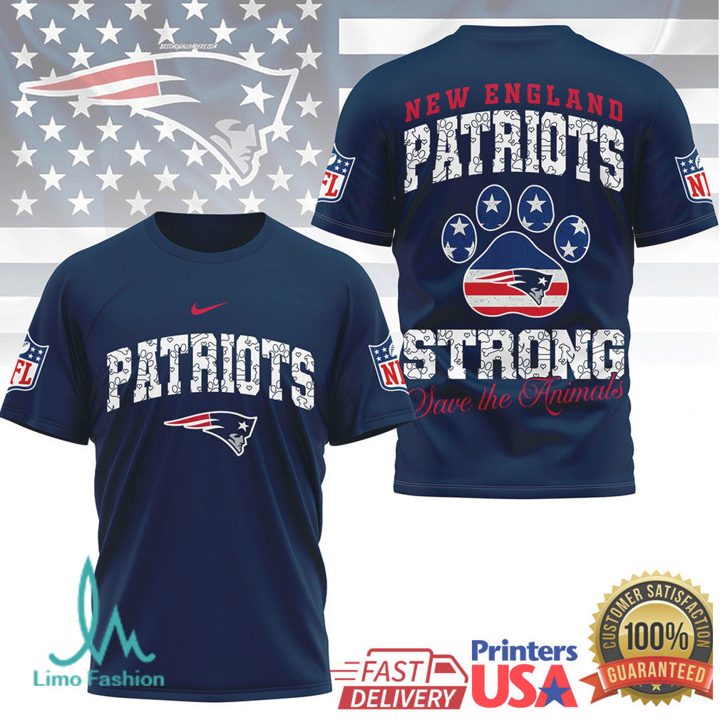 New England Patriots Official NFL Save The Animals Fan 3D Shirt - Limotees LLC