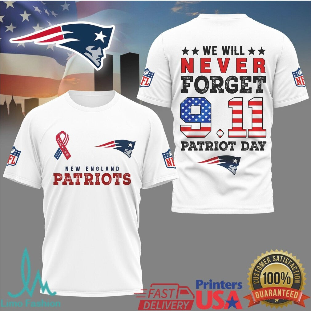 New England Patriots Patriot Day Memorial & Las Vegas Raiders Batman Crossover T Shirt - Limotees LLC