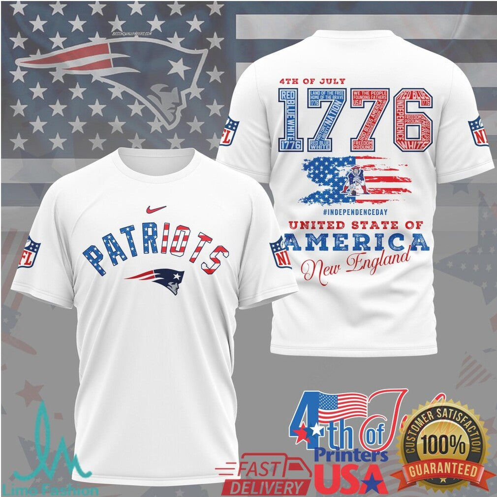 New England Patriots Patriotic 1776 Independence Day NFL T Shirt - Limotees LLC