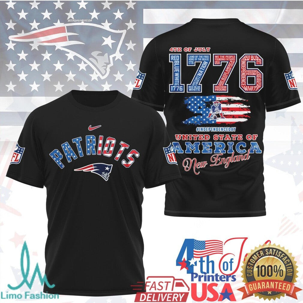 New England Patriots Patriotic 1776 Independence Day NFL T Shirt - Limotees LLC