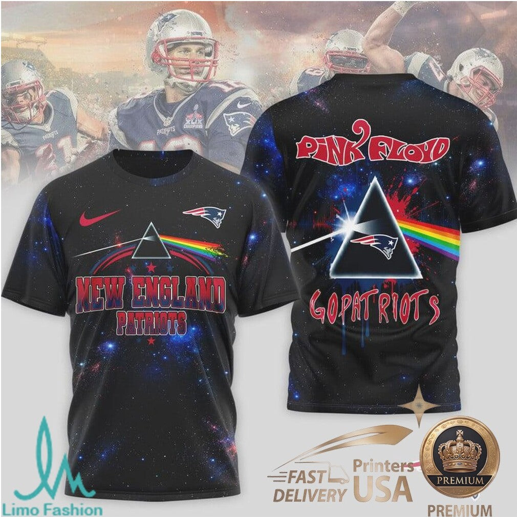 New England Patriots Pink Floyd Dark Side Of The Moon Rock T Shirt - Limotees LLC