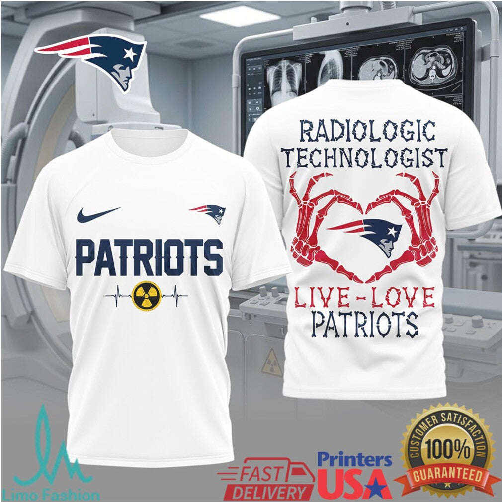 New England Patriots Radiologic Technologist T Shirt Live Love Patriots X Ray Tech Rad Tech Gift - Limotees LLC