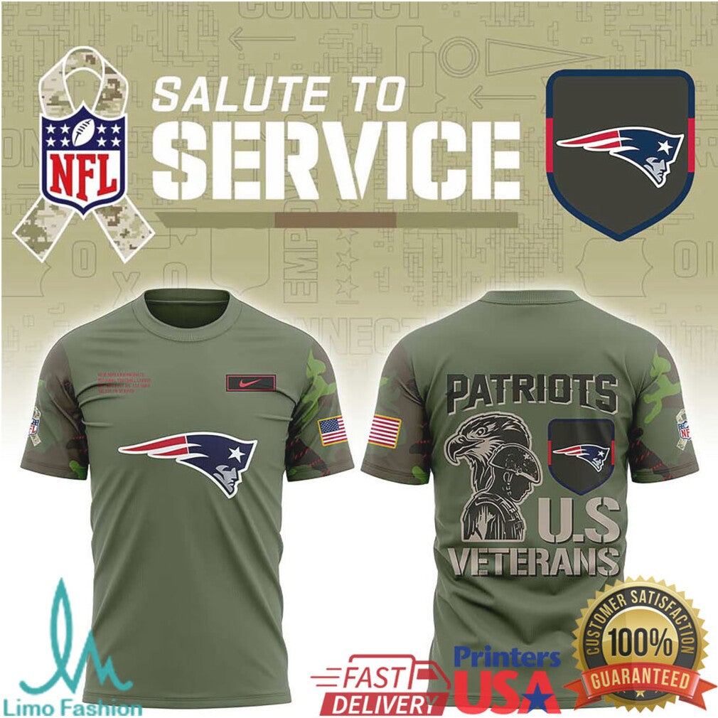 New England Patriots Salute To Service U.S. Veterans Military Green Apparel - Limotees LLC