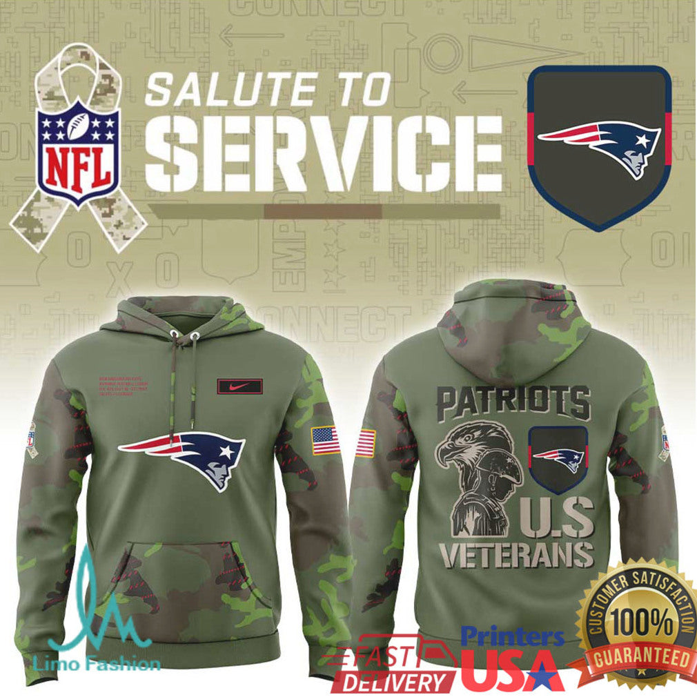 New England Patriots Salute To Service U.S. Veterans Military Green Apparel - Limotees LLC