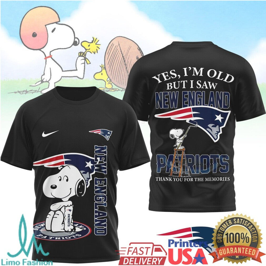 New England Patriots Snoopy Fan T Shirt Yes I'm Old But I Saw Them Patriots Memories - Limotees LLC