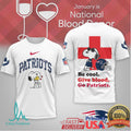 New England Patriots Snoopy “Give Blood” Fan Graphic Tee - Limotees LLC