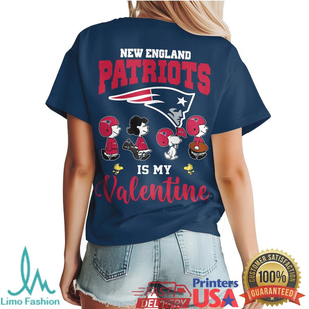 New England Patriots Snoopy Peanuts Is My Valentine Nfl Valentines Shirt - Limotees LLC