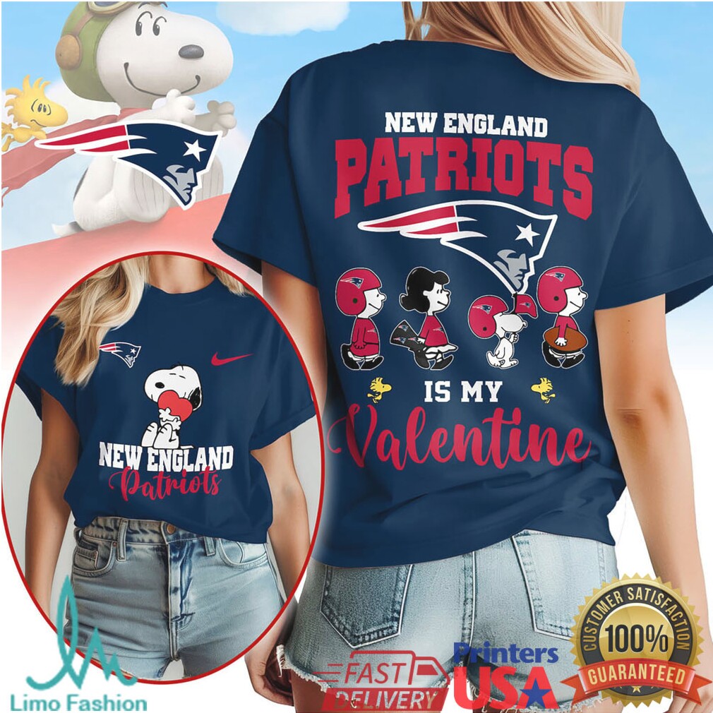 New England Patriots Snoopy Peanuts Is My Valentine Nfl Valentines Shirt - Limotees LLC
