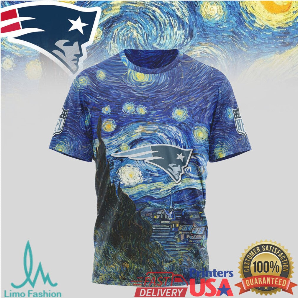 New England Patriots Starry Night Vincent Van Gogh Nfl Tshirt - Limotees LLC