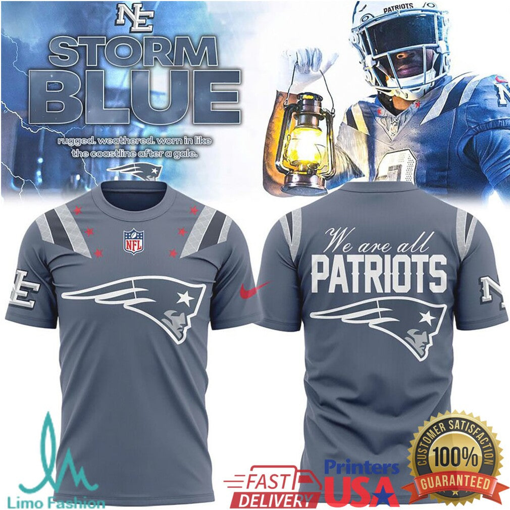 New England Patriots “Storm Blue” Rugged Weathered Logo & Tee - Limotees LLC