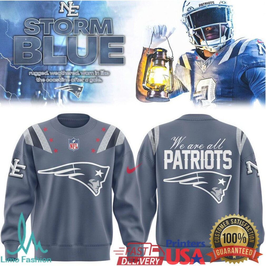 New England Patriots “Storm Blue” Rugged Weathered Logo & Tee - Limotees LLC