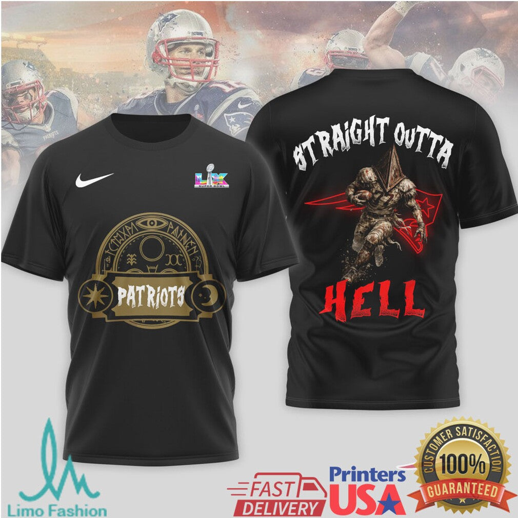 New England Patriots Straight Outta Hell Pyramid Head T Shirt - Limotees LLC