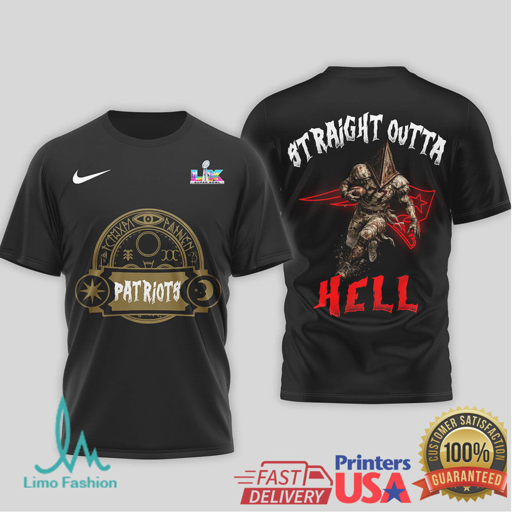 New England Patriots Straight Outta Hell Pyramid Head T Shirt - Limotees LLC