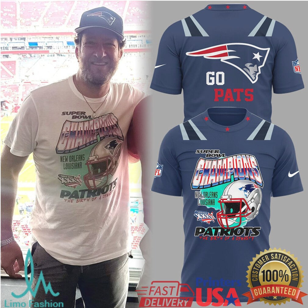 New England Patriots Super Bowl XXXVI “Birth of a Dynasty” Vintage Style Helmet Graphic - Limotees LLC