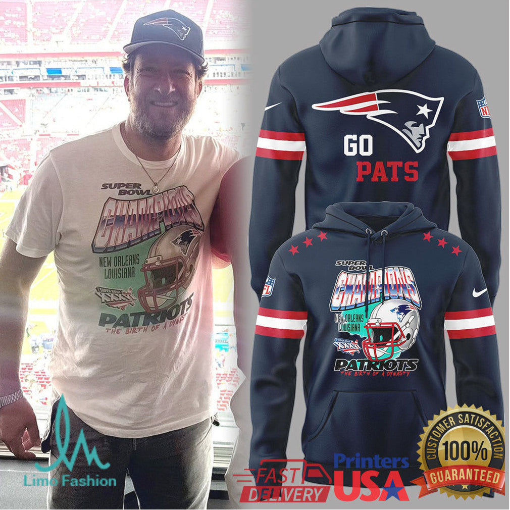 New England Patriots Super Bowl XXXVI “Birth of a Dynasty” Vintage Style Helmet Graphic - Limotees LLC