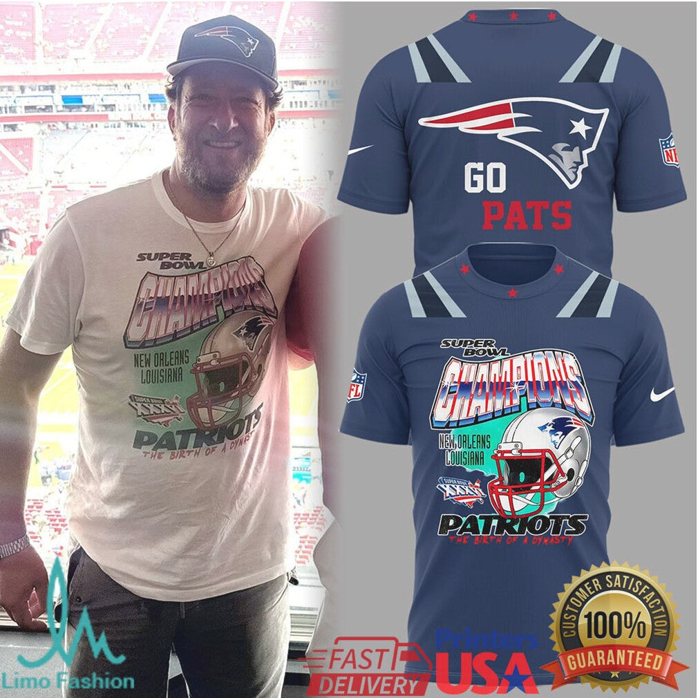 New England Patriots Super Bowl XXXVI “Birth of a Dynasty” Vintage Style Helmet Graphic - Limotees LLC