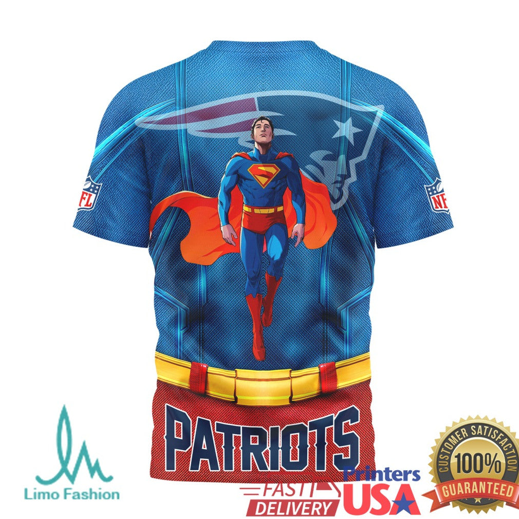 New England Patriots Superman Hero Series 3D Graphic T Shirt NFL Fan Apparel - Limotees LLC