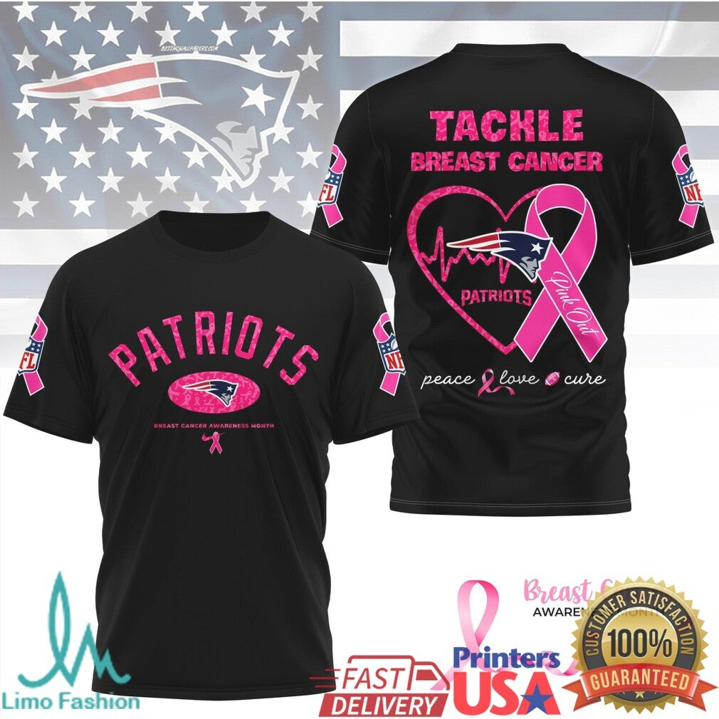 New England Patriots Tackle Breast Cancer Awareness Pink Ribbon T Shirt - Limotees LLC