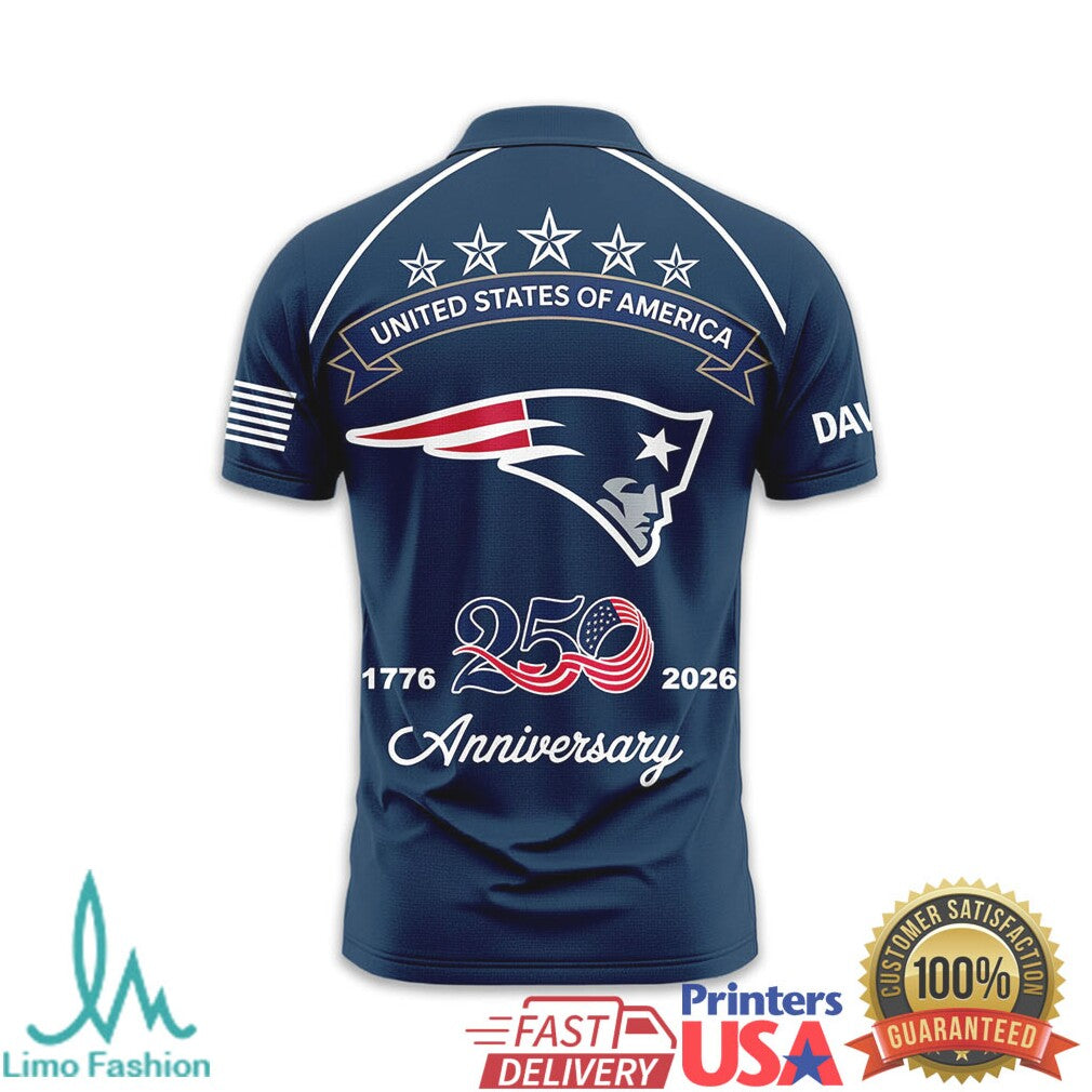 New England Patriots USA 250th Anniversary Custom Name T Shirt - Limotees LLC