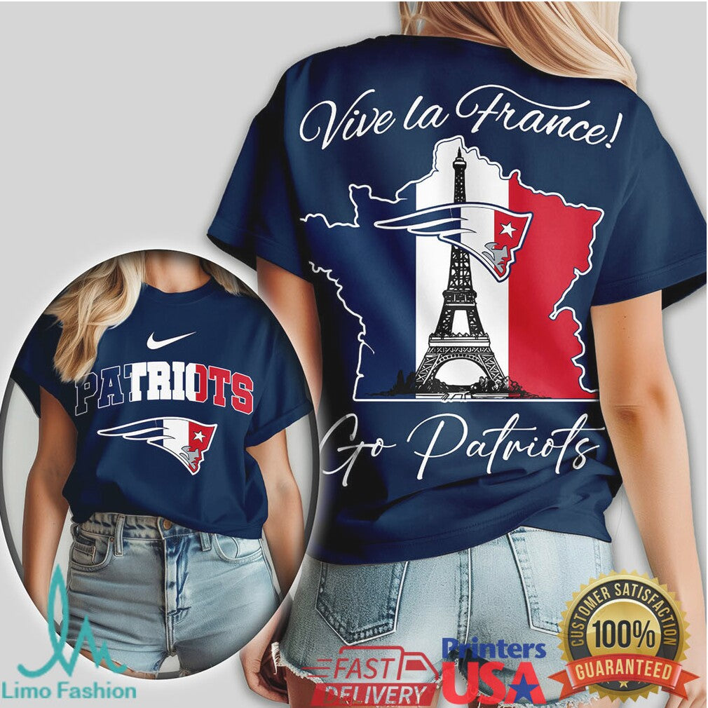 New England Patriots Vive la France Paris Eiffel Tower NFL T Shirt - Limotees LLC