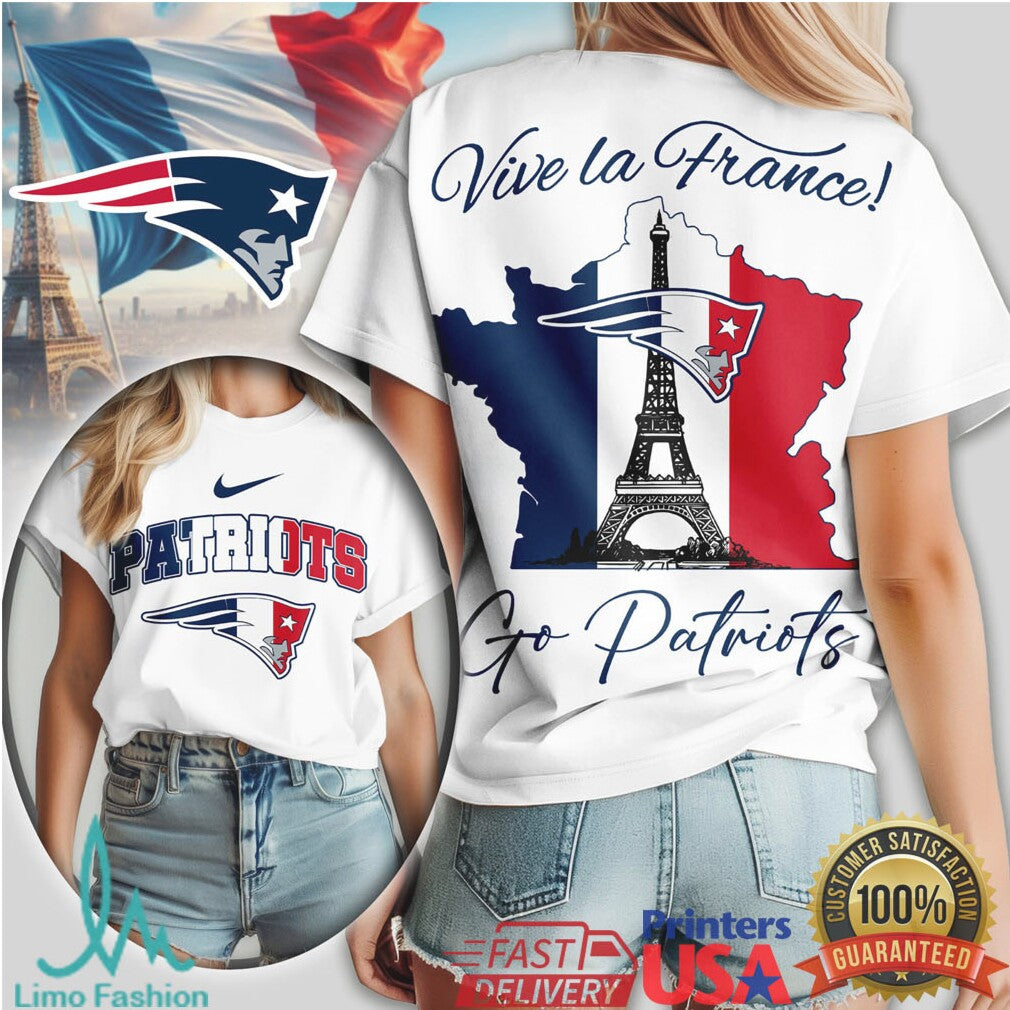 New England Patriots Vive la France Paris Eiffel Tower NFL T Shirt - Limotees LLC