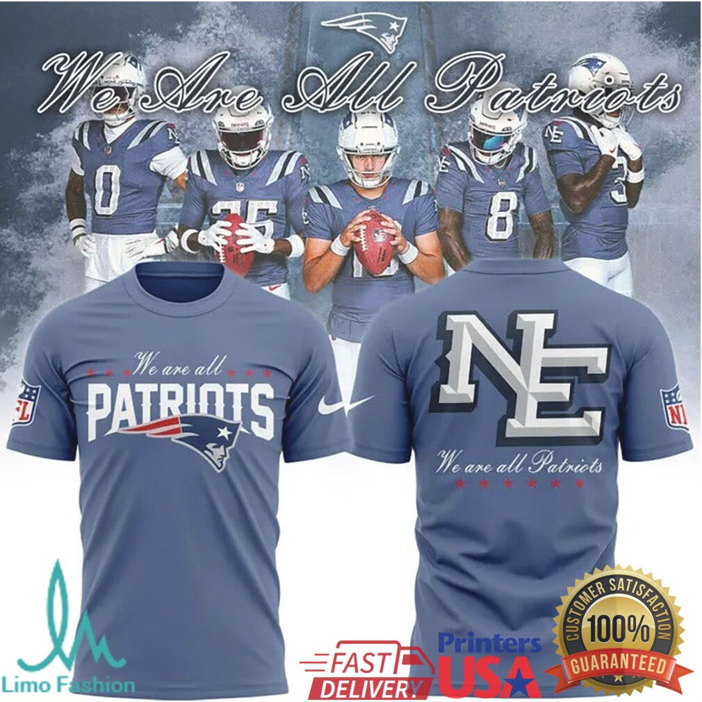 New England Patriots “We Are All Patriots” Team Roster Graphic Tee - Limotees LLC