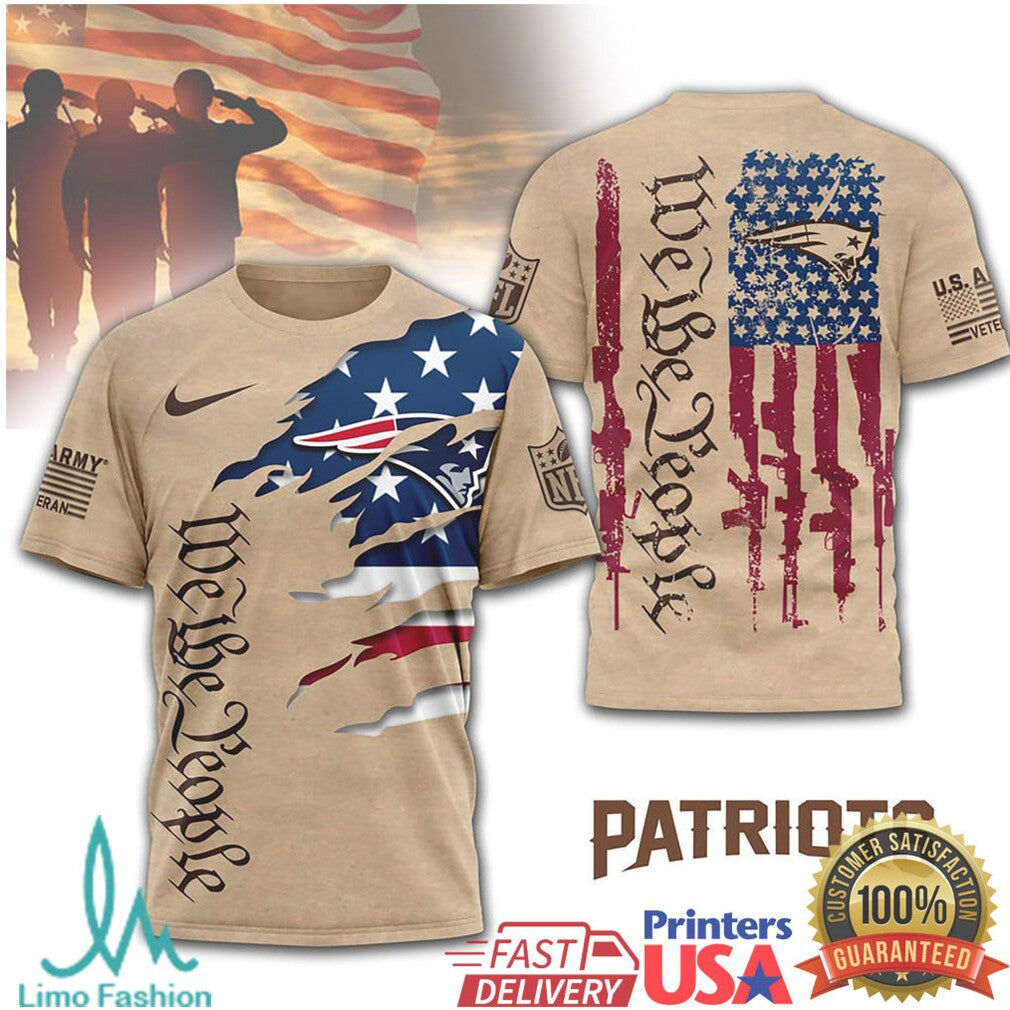 New England Patriots We The People Patriotic Military Tan T Shirt - Limotees LLC