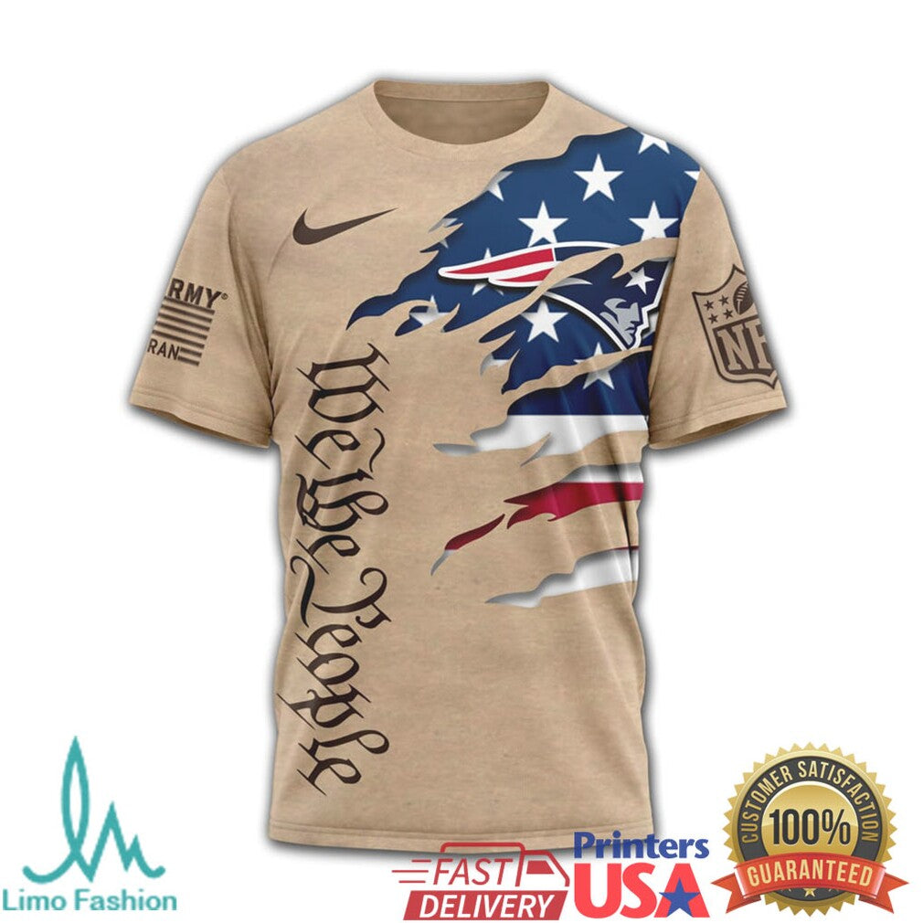New England Patriots We The People Patriotic Military Tan T Shirt - Limotees LLC