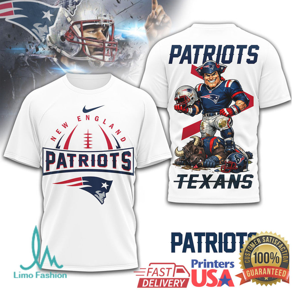 New England Patriots vs. Houston Texans Gameday Matchup T Shirt - Limotees LLC