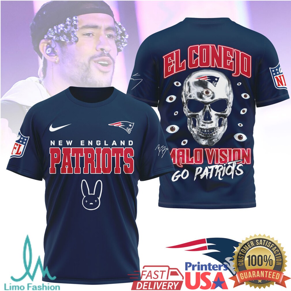 New England Patriots x Bad Bunny El Conejo Malo Vision Fan Tee - Limotees LLC
