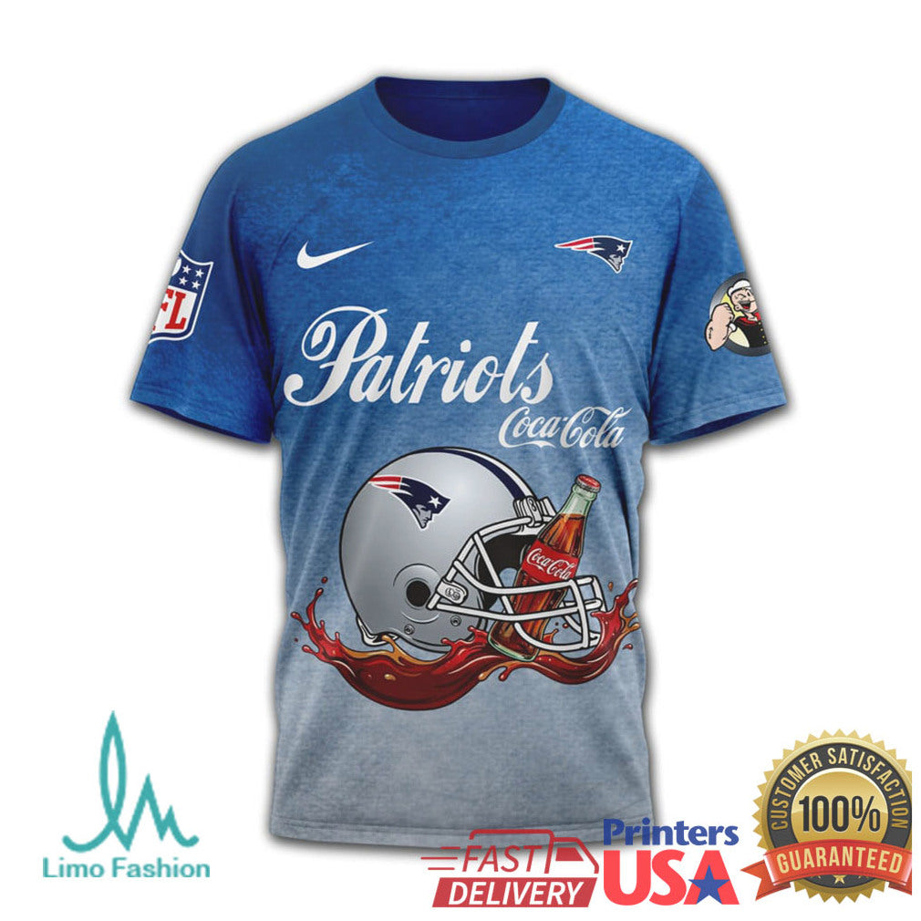 New England Patriots x Coca Cola Popeye “Drink Strong Play Hard” T Shirt - Limotees LLC