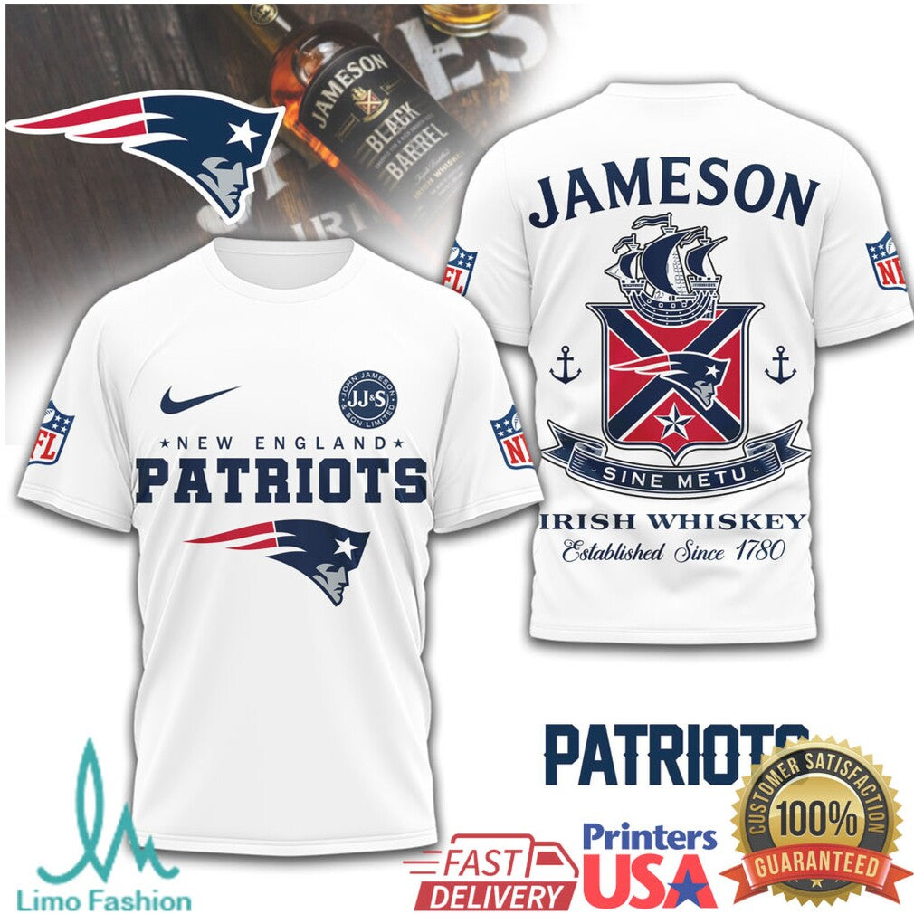 New England Patriots x Jameson Irish Whiskey Sine Metu NFL T Shirt - Limotees LLC