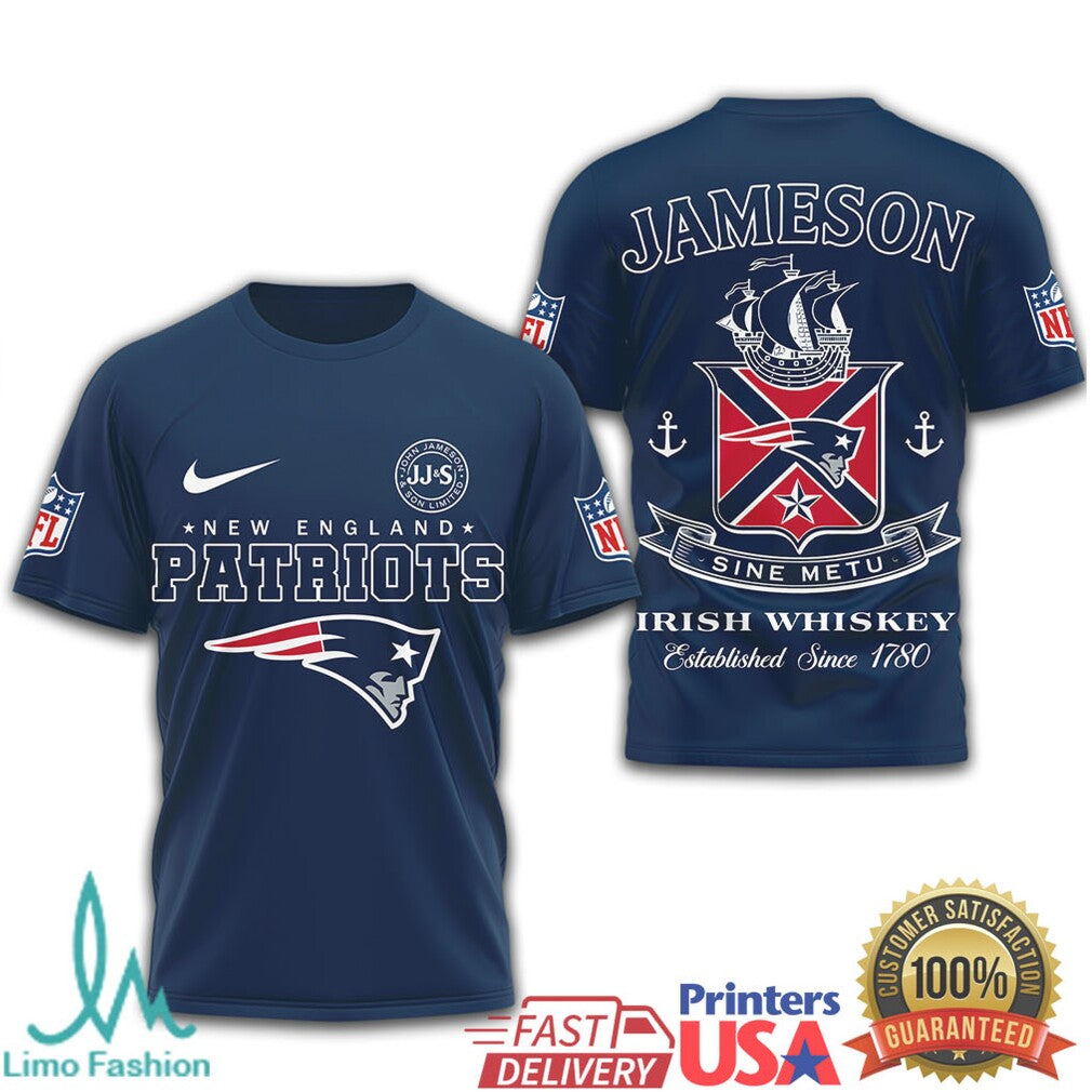 New England Patriots x Jameson Irish Whiskey Sine Metu NFL T Shirt - Limotees LLC