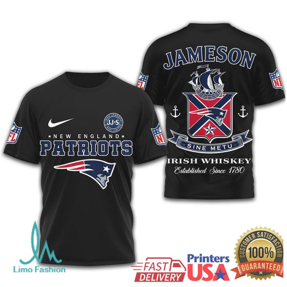 New England Patriots x Jameson Irish Whiskey Sine Metu NFL T Shirt - Limotees LLC